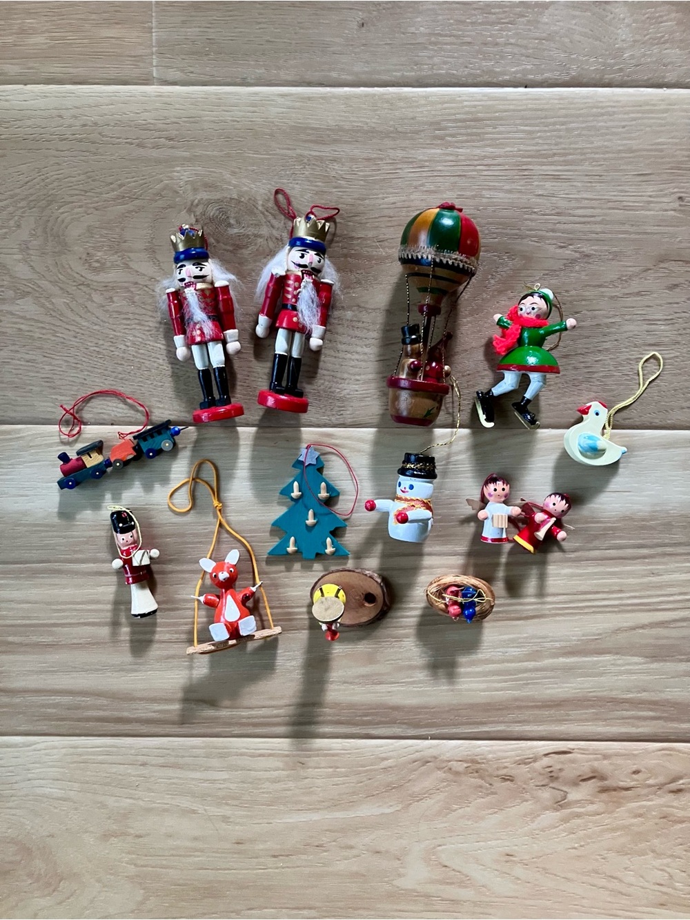 Vintage German Wooden Christmas Ornaments - set of 14